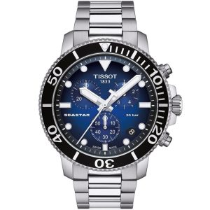 TISSOT Men’s Quartz Swiss Made Silver Stainless Steel Blue Gradient Dial 45mm Watch T120.417.11.041.01
