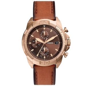 Fossil Men’s Chronograph Quartz Brown Leather Strap Brown Dial 44mm Watch FS5857