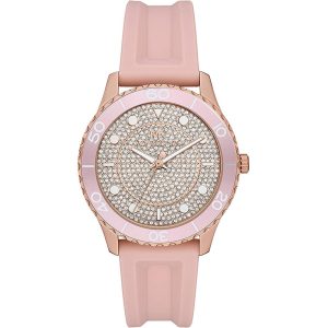 Michael Kors Women’s Quartz Pink Silicone Strap Rose Crystal Pave Dial 40mm Watch MK6854