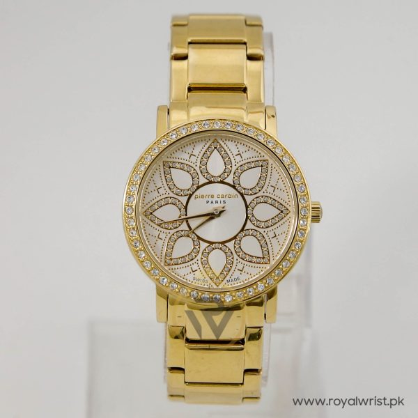 Pierre Cardin Women’s Swiss Made Quartz Gold Stainless Steel Silver Dial 35mm Watch PC107982508X