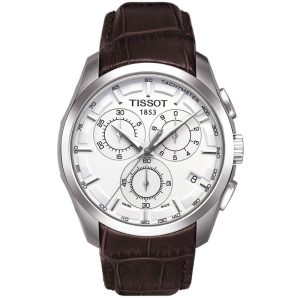 TISSOT Men’s Quartz Swiss Made Brown Leather Strap Silver Dial 41mm Watch T035.617.16.031.00
