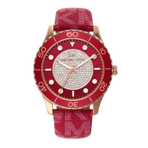 Michael Kors Women’s Quartz Red Leather Strap Red Dial 40mm Watch MK7179