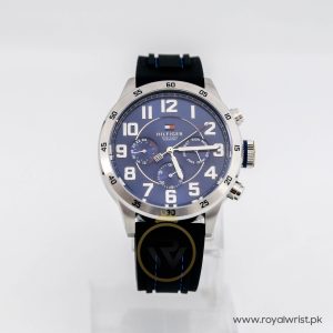 Tommy Hilfiger Men’s Quartz Black Silicone Strap Blue Dial 46mm Watch 1791053