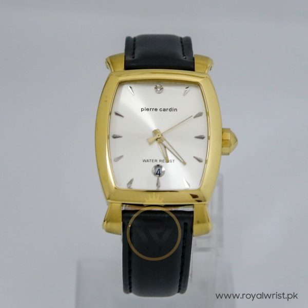 Pierre Cardin Men’s Quartz Black Leather Strap Silver Dial 36mm Watch PC10028-1
