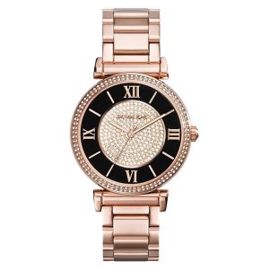 Michael Kors Women’s Quartz Rose Gold Stainless Steel Crystal Pave Dial 38mm Watch MK3339