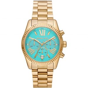 Michael Kors Women’s Quartz Gold Stainless Steel Sky Blue Dial 38mm Watch MK7216