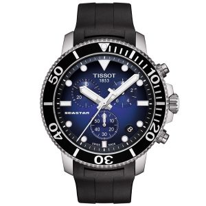 TISSOT Men’s Quartz Swiss Made Black Silicone Strap Blue Dial 45mm Watch T120.417.17.041.00