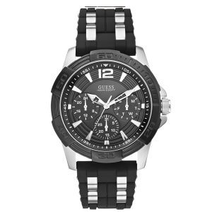 Guess Men’s Quartz Black Silicone & Stainless Steel Black Dial 43mm Watch W0366G1
