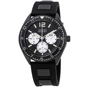 Guess Men’s Quartz Black Silicone Strap Black Dial 46mm Watch W1167G2