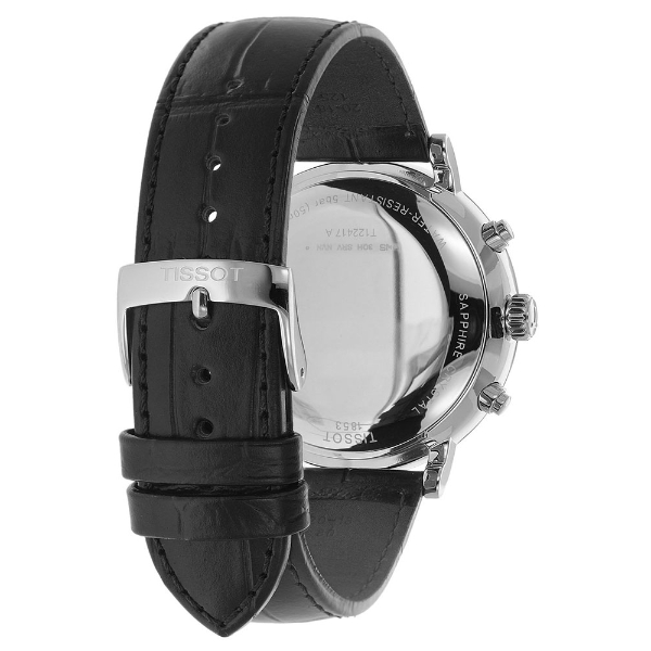 TISSOT Men s Quartz Swiss Made Black Leather Strap Black Dial 41mm