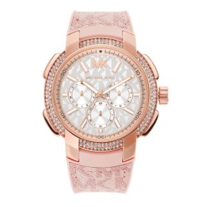 Michael Kors Women’s Quartz Pink Silicone Strap White Dial 42mm Watch MK7222