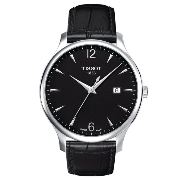 TISSOT Men’s Swiss Made Quartz Black Leather Strap Black Dial 42mm Watch T063.610.16.057.00
