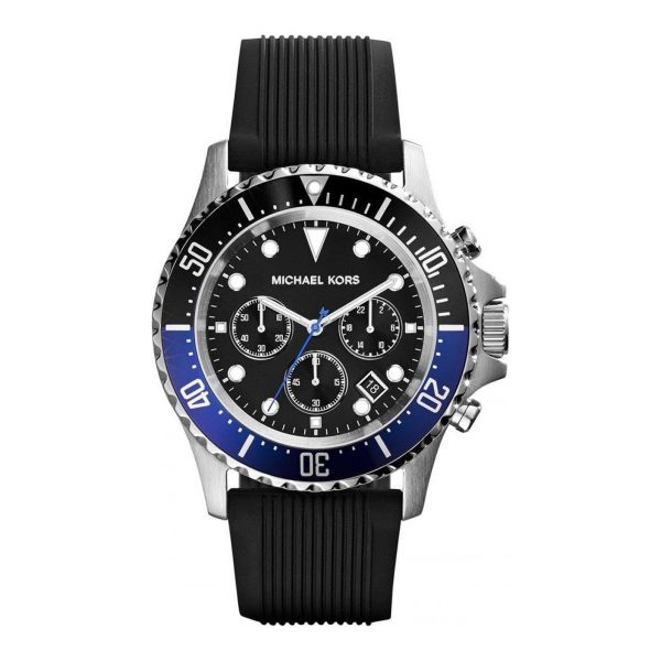 Michael Kors Men’s Quartz Black Silicone Strap Black Dial 45mm Watch MK8365