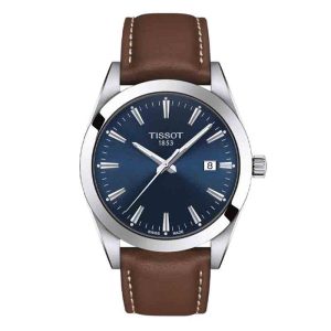 TISSOT Men’s Quartz Swiss Made Brown Leather Strap Blue Dial 40mm Watch T127.410.16.041.00