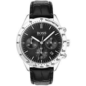 Hugo Boss Men’s Quartz Black Leather Strap Black Dial 42mm Watch 1513579