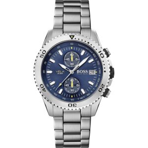 Hugo Boss Men’s Quartz Silver Stainless Steel Blue Dial 45mm Watch 1513775