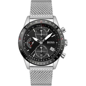 Hugo Boss Men’s Quartz Silver Stainless Steel Black Dial 44mm Watch 1513886