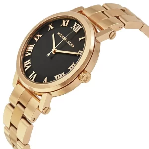Michael Kors Women’s Quartz Rose Gold Stainless Steel Black Dial 39mm Watch MK3585