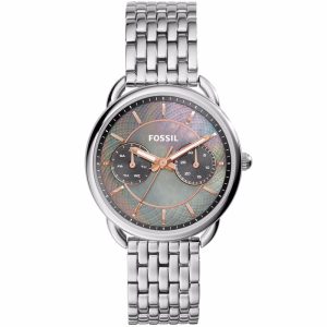 Fossil Women’s Quartz Silver Stainless Steel Black Mother of Pearl Dial 35mm Watch ES3911