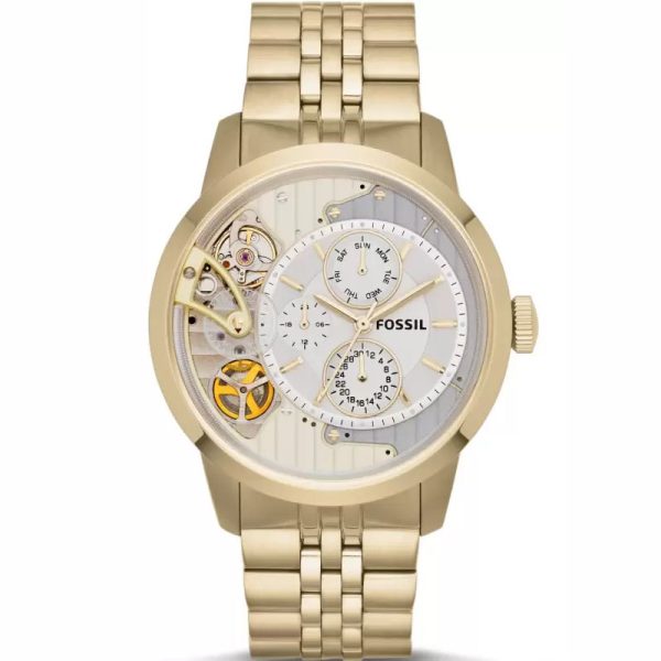 Fossil Men’s Mechanical Gold Stainless Steel Skeleton Dial 44mm Watch ME1137