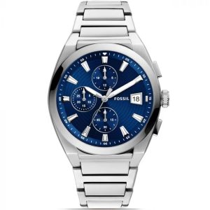 Fossil Men’s Quartz Silver Stainless Steel Blue Dial 42mm Watch FS5795