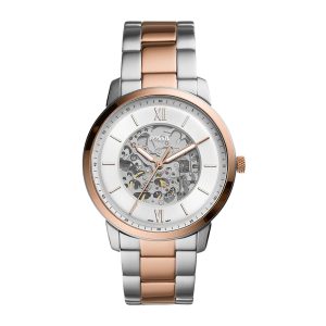 Fossil Men’s Automatic Two-tone Stainless Steel White Skeleton Dial 44mm Watch ME3196