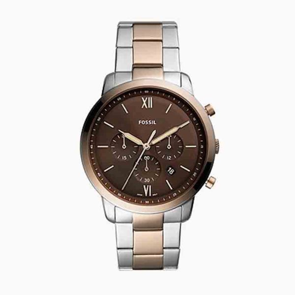 Fossil Men’s Quartz Two-tone Stainless Steel Brown Dial 44mm Watch FS5869