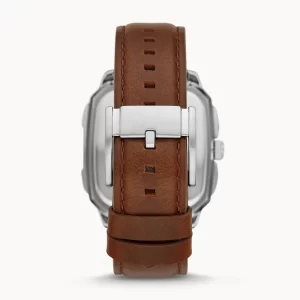 Fossil Men’s Automatic Brown Leather Strap Blue Skeleton Dial 42mm Watch BQ2571