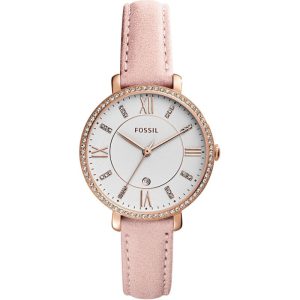 Fossil Women’s Quartz Pink Leather Strap White Dial 36mm Watch ES4303