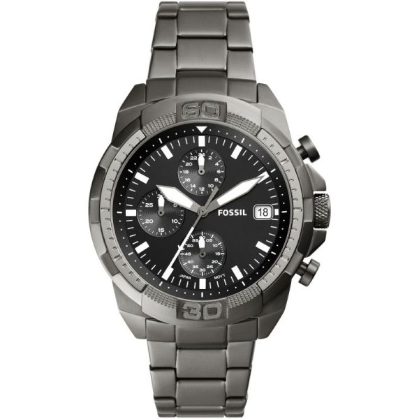 Fossil Men’s Quartz Grey Stainless Steel Black Dial 44mm Watch FS5852