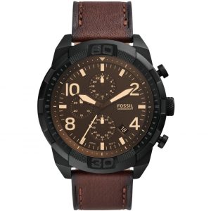 Fossil Men’s Quartz Brown Leather Strap Black Dial 50mm Watch FS5875
