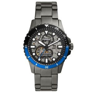 Fossil Men’s Automatic Grey Stainless Steel Black Skeleton Dial 42mm Watch ME3201