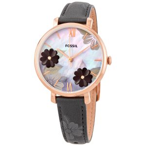 Fossil Women’s Quartz Black Leather Strap Mother OF Pearl Dial 36mm Watch ES4535