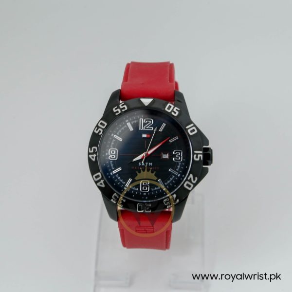 Tommy Hilfiger Men’s Quartz Red Silicone Strap Black Dial 46mm Watch TH2221341482