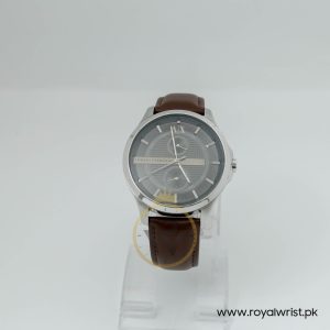 Armani Exchange Men’s Quartz Brown Leather Strap Grey Dial 46mm Watch AX2122
