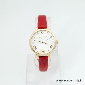 Kenneth Cole Women’s Quartz Red Leather Strap White Dial 34mm Watch KC00072