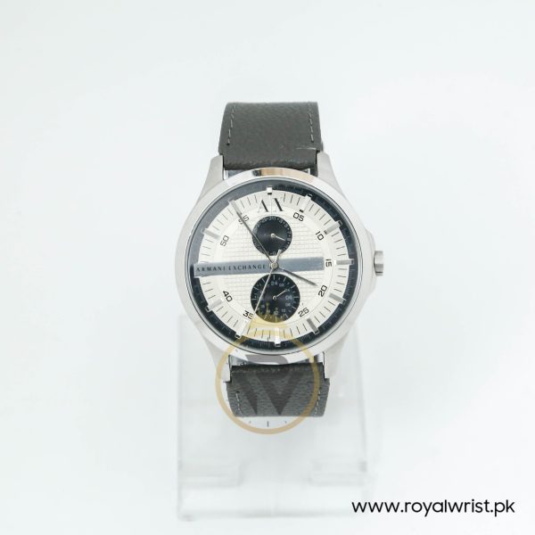 Armani Exchange Men’s Quartz Grey Leather Strap Off-White Dial 46mm Watch AX2120/C