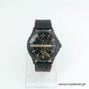 Armani Exchange Men’s Quartz Black Leather Strap Black Dial 46mm Watch AX2130