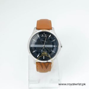 Armani Exchange Men’s Quartz Brown Leather Strap Black Dial 46mm Watch AX2120