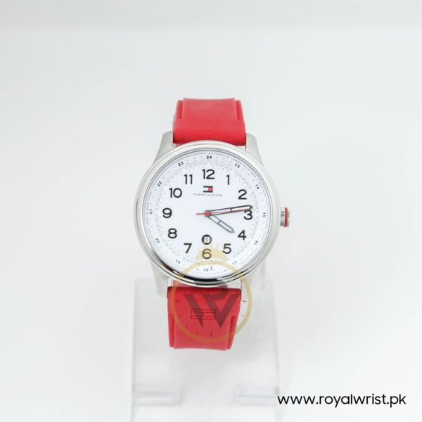Tommy Hilfiger Men’s Quartz Red Silicone Strap White Dial 44mm Watch TH1511141265