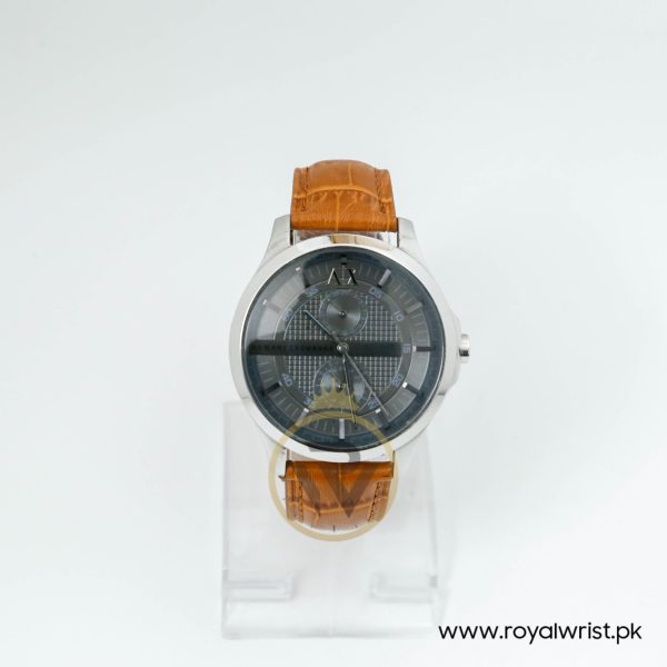 Armani Exchange Men’s Quartz Brown Leather Strap Grey Dial 46mm Watch AX2101