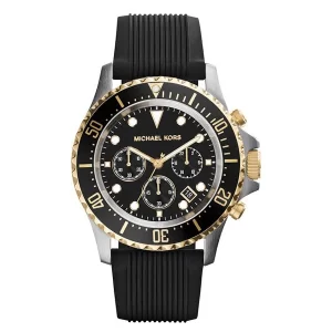 Michael Kors Men’s Quartz Black Silicone Strap Black Dial 45mm Watch MK8366