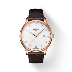 TISSOT Men’s Swiss Made Quartz Brown Leather Strap White Dial 42mm Watch T063.610.36.037.00