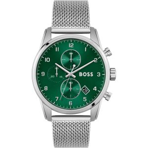 Hugo Boss Men’s Quartz Silver Stainless Steel Green Dial 44mm Watch 1513938