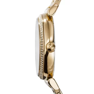 Michael Kors Women’s Quartz Gold Stainless Steel Black Crystal Pave Dial 38mm Watch MK3338