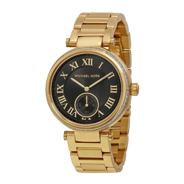 Michael Kors Women’s Quartz Gold Stainless Steel Black Dial 40mm Watch ...