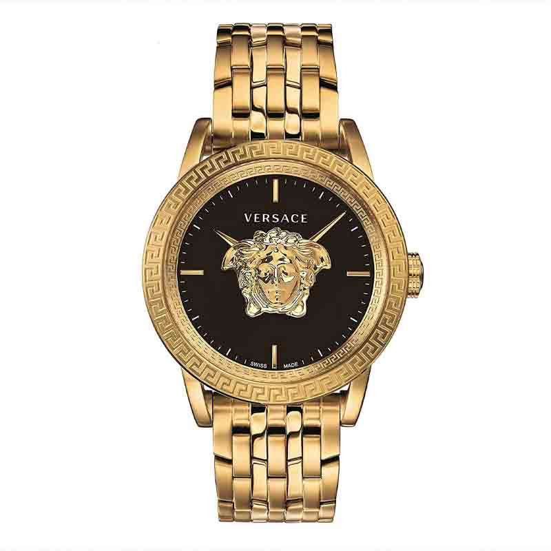 Versace Men’s Quartz Swiss Made Gold Stainless Steel Black Dial 43mm ...