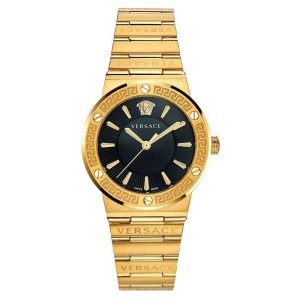 Versace Women’s Quartz Swiss Made Gold Stainless Steel Black Dial 38mm Watch VEVH00820