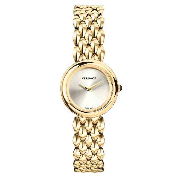 Versace Women’s Quartz Swiss Made Gold Stainless Steel Silver White Dial 28mm Watch VEBN00718