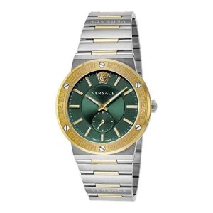 Versace Men’s Quartz Swiss Made Two-tone Stainless Steel Green Dial 41mm Watch VEVI00420